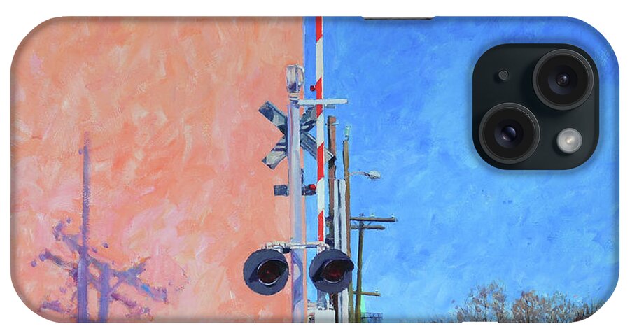 Pink Warehouse iPhone Case featuring the painting RR Crossing at the Pink Warehouse by Edward Thomas