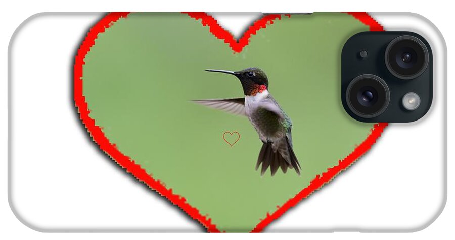 Ruby-throated Hummingbird; Hummingbird; Bird; Small iPhone Case featuring the photograph Ruby-throated Hummingbird in heart by Dan Friend