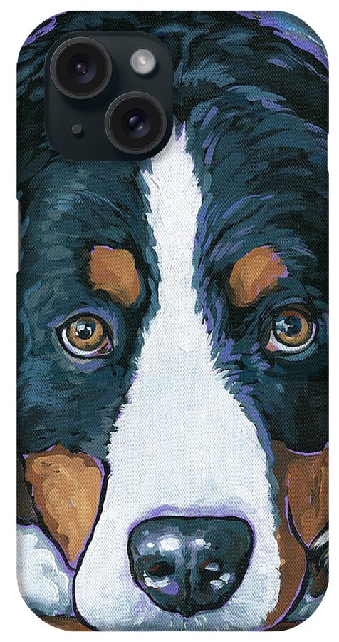 Bernese Mountain Dog iPhone Case featuring the painting Rudy by Nadi Spencer