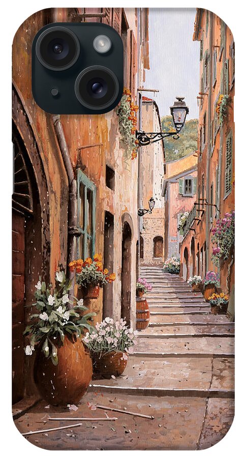 Rue iPhone Case featuring the painting rue Malonat in Nice by Guido Borelli