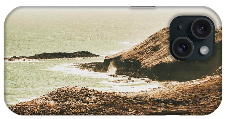 Vintage iPhone Case featuring the photograph Rugged rocky cape by Jorgo Photography