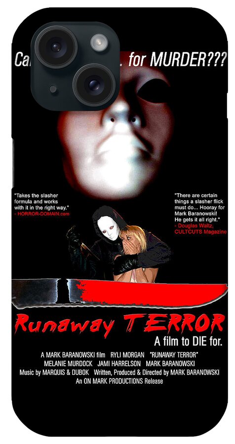 Movie iPhone Case featuring the digital art Runaway Terror Poster by Mark Baranowski