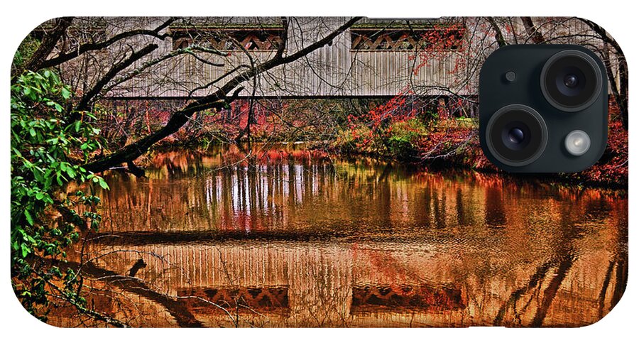 Covered Bridge iPhone Case featuring the photograph Running Waters Covered Bridge 025 by George Bostian