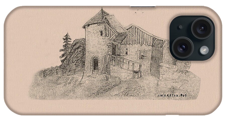 Rural iPhone Case featuring the drawing Rural English Dwelling by Donna L Munro