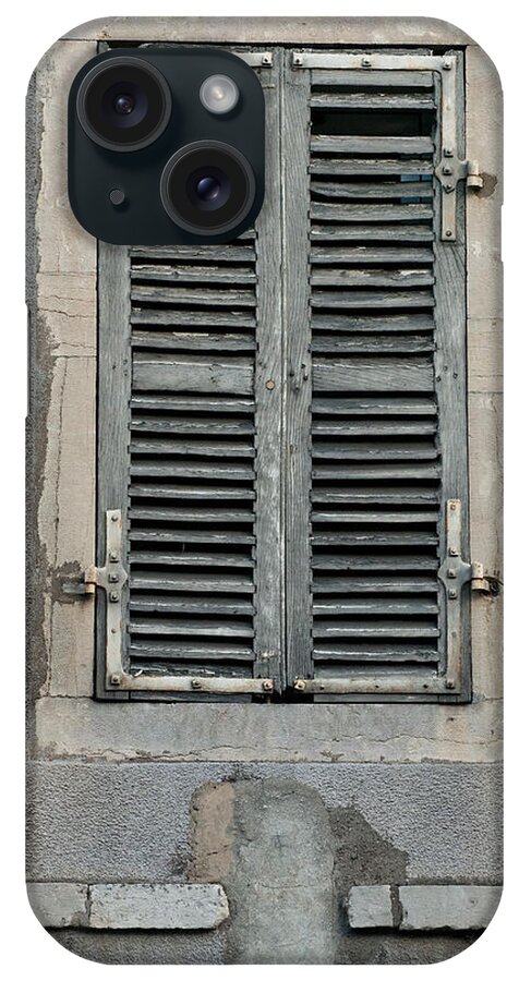 Rustic iPhone Case featuring the photograph Rustic French Window Shutters Vignette 1 by Jani Freimann