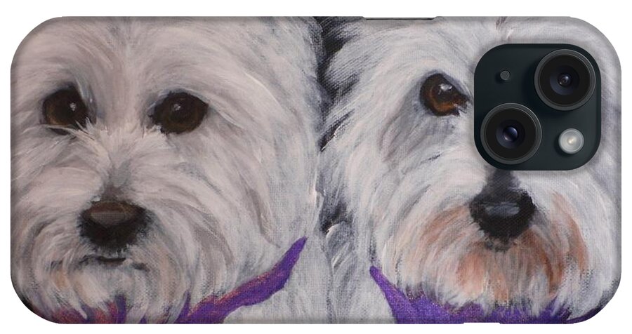 Highland West Terriers iPhone Case featuring the painting Ruthie and Ellie by Carol Russell