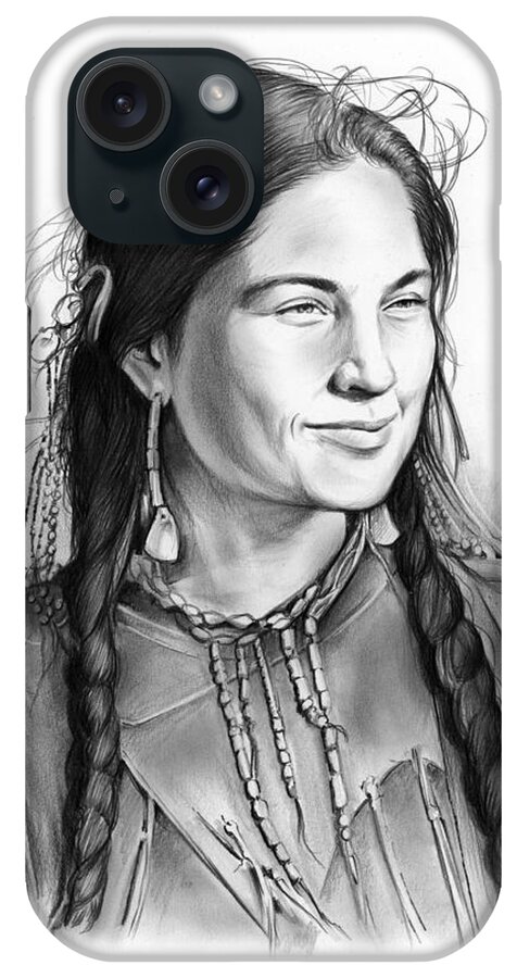 Sacagawea iPhone Case featuring the drawing Sacagawea by Greg Joens