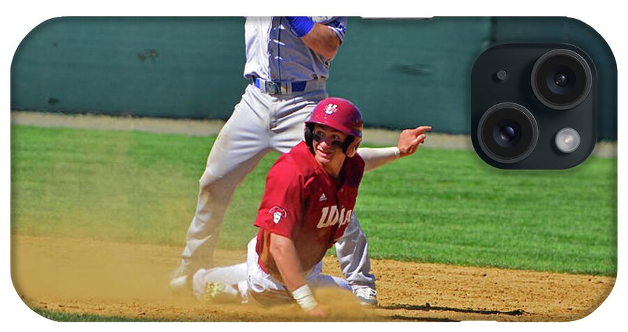 Sports iPhone Case featuring the photograph Safe at Second by Mike Martin