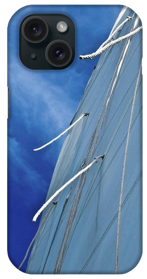 Blue iPhone Case featuring the photograph Sail and Blue Clouds Portrait by Tony Grider