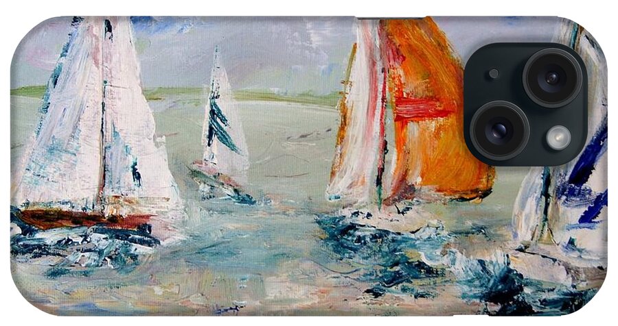 Sailboats And Abstract 2 iPhone Case featuring the painting Sailboat studies 3 by Julie Lueders 