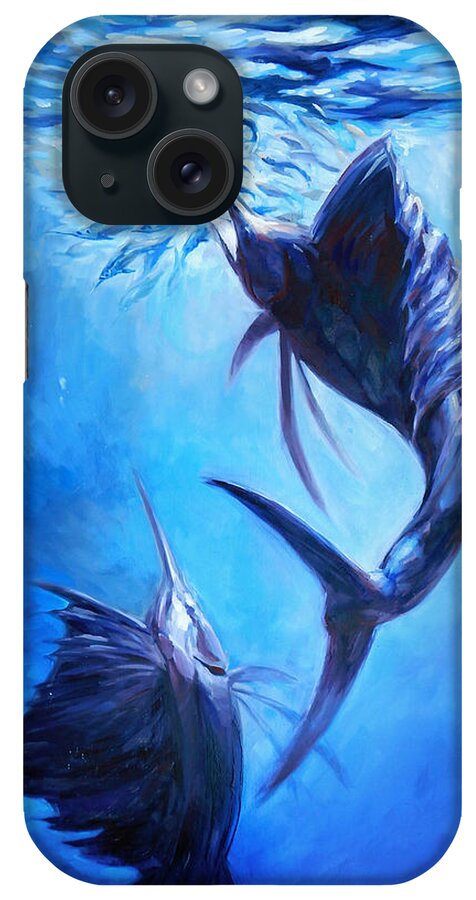 Sailfish iPhone Case featuring the painting Sailfish and Ballyhoo by Tom Dauria