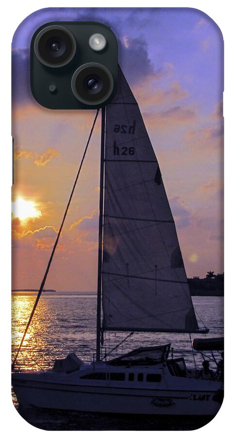 Sunset iPhone Case featuring the photograph Sailing Home Sunset in Key West by Bob Slitzan