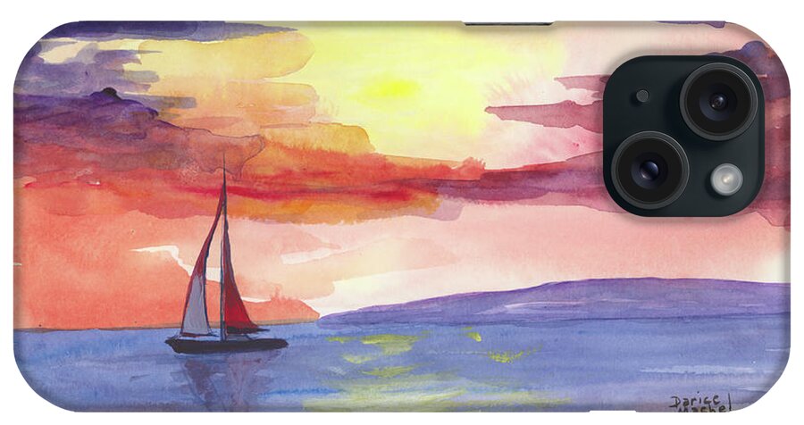 Darice iPhone Case featuring the painting Sailing Into the Sunset by Darice Machel McGuire