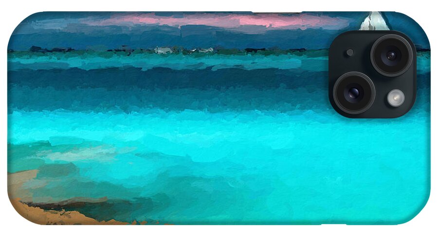 Anthony Fishburne iPhone Case featuring the mixed media Sailing just offshore by Anthony Fishburne