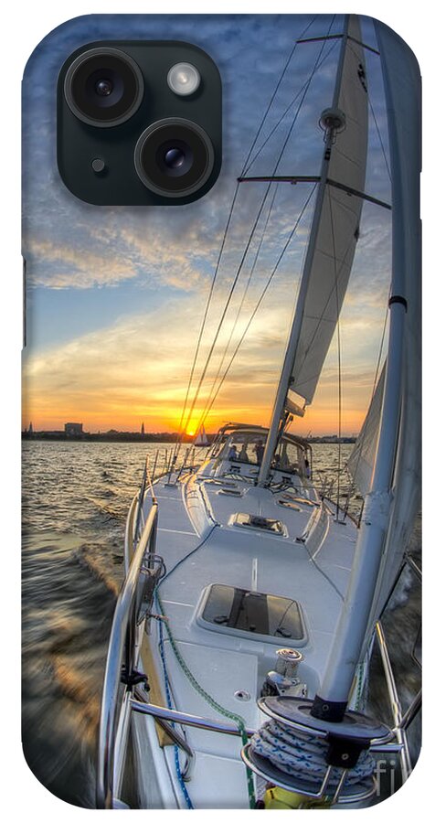 Sailing Sunset Sailboat Fate Charleston iPhone Case featuring the photograph Sailing Sunset Sailboat Fate Charleston by Dustin K Ryan