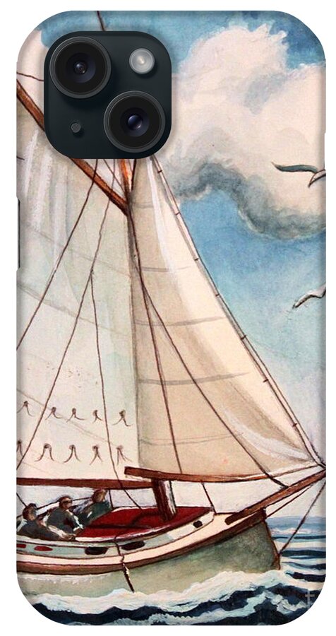 Sailing iPhone Case featuring the painting Sailing Through Open Waters by Elizabeth Robinette Tyndall