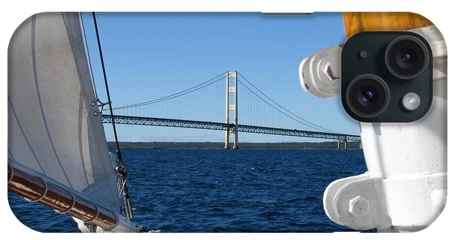 Sailing iPhone Case featuring the photograph Sailing to the Mackinac Bridge by Keith Stokes