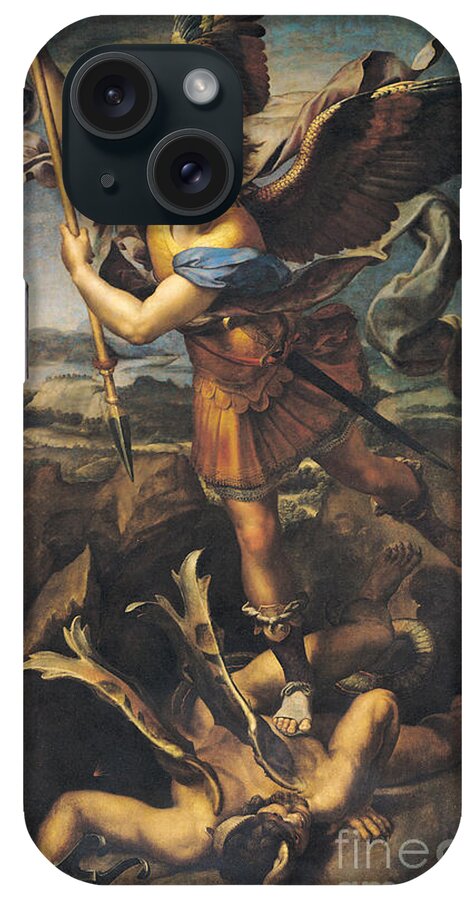 Michael iPhone Case featuring the painting Saint Michael Overwhelming the Demon by Raphael