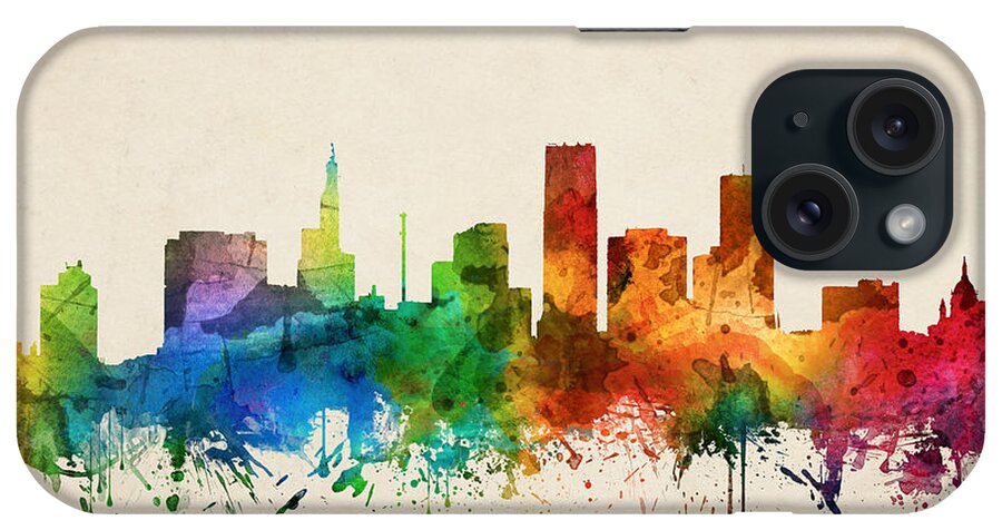 Saint Paul iPhone Case featuring the painting Saint Paul Minnesota Skyline 05 by Aged Pixel