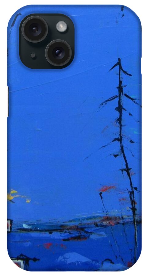 Blue Art iPhone Case featuring the painting Salut Abitibi by Francine Ethier