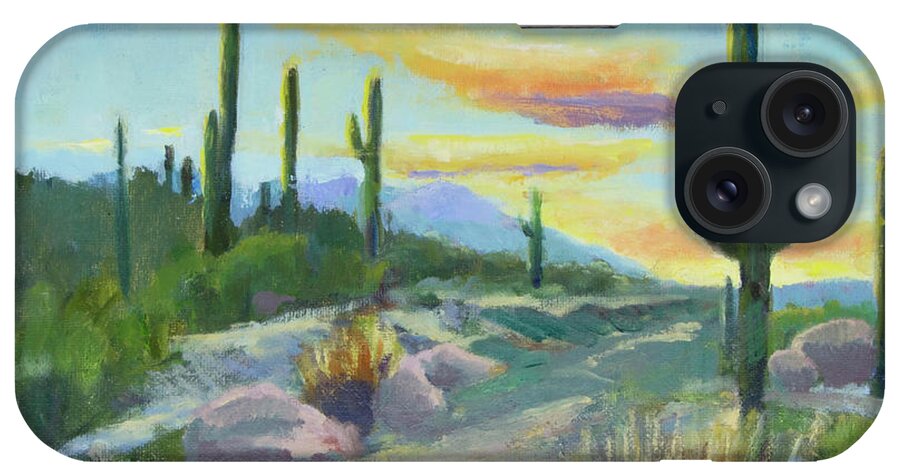 Sonoran Sun iPhone Case featuring the painting Salutation to the Tucson Sun by Maria Hunt