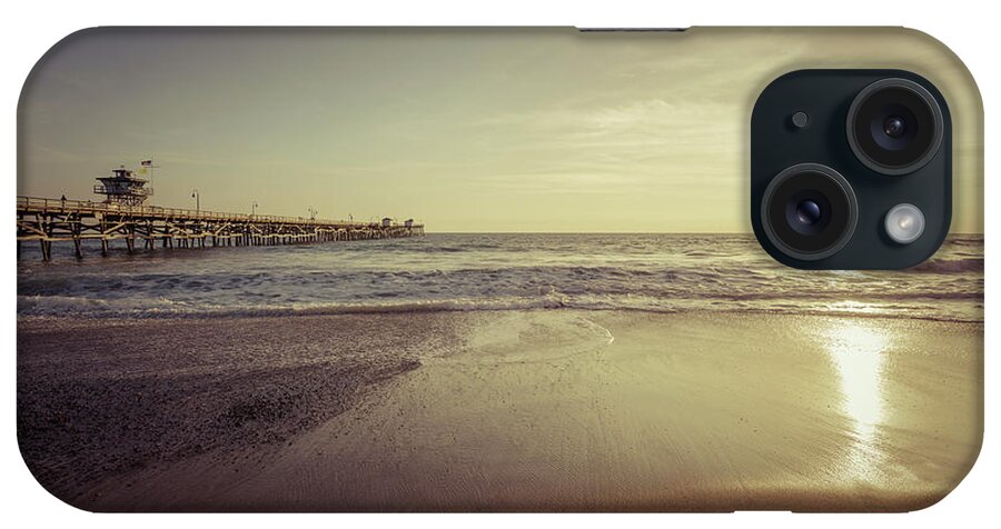 2017 iPhone Case featuring the photograph San Clemente Pier Sunset Retro Photo by Paul Velgos