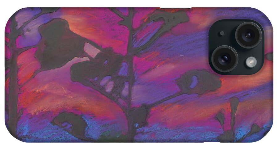 Contemporary Tree Landscape iPhone Case featuring the mixed media San Diego Sunset by Leah Tomaino