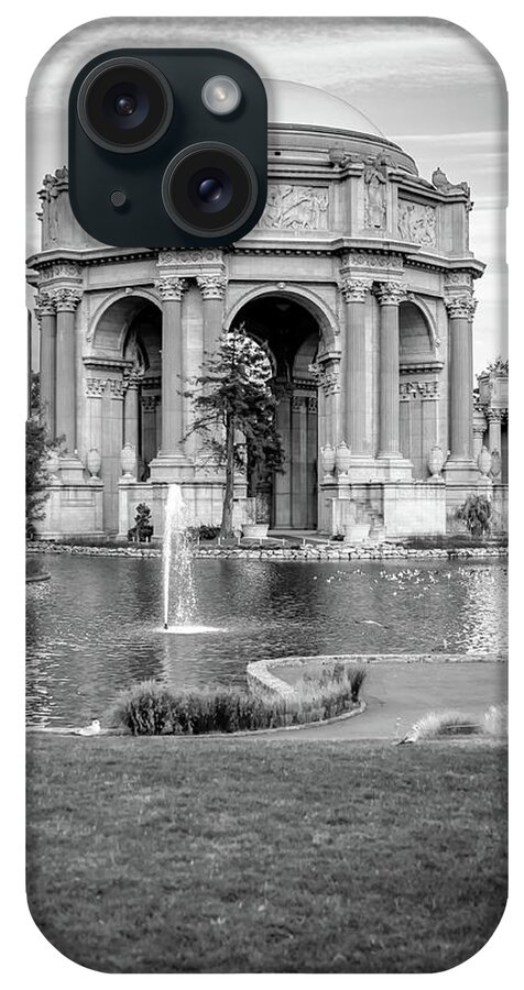 America iPhone Case featuring the photograph San Francisco Palace of Fine Arts - Black and White by Gregory Ballos