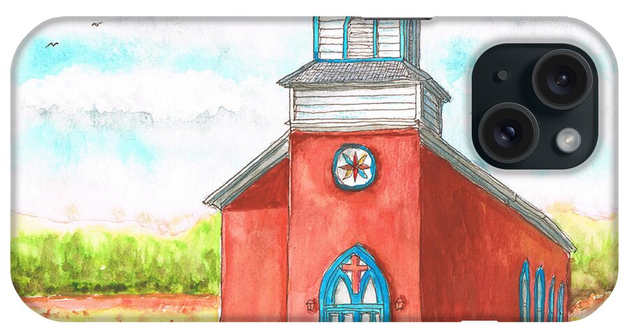San Rafael Church iPhone Case featuring the painting San Rafael Church in La Cueva, New Mexico by Carlos G Groppa