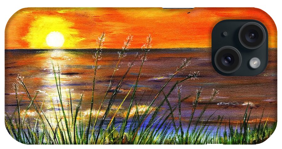 Acrylic Painting iPhone Case featuring the painting Sand Dunes Sunset by Timothy Hacker