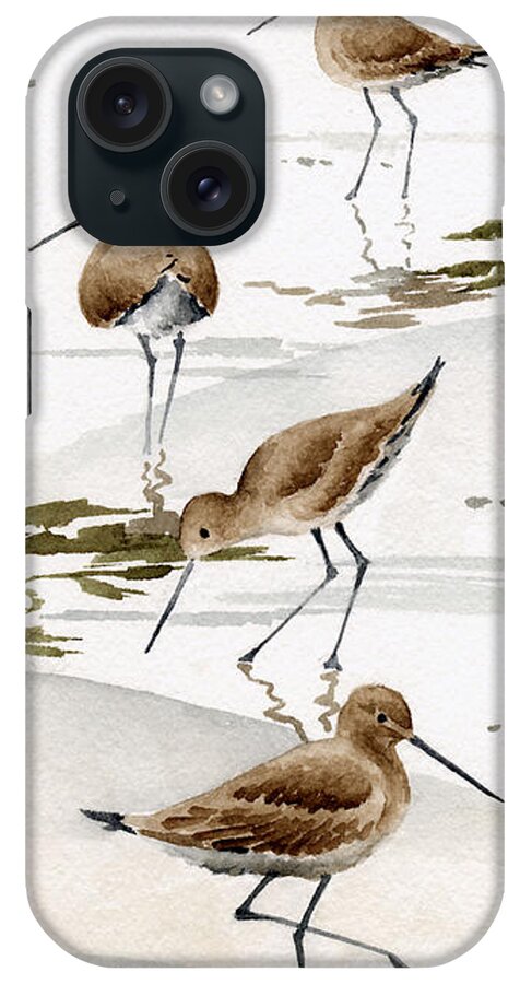 Sand iPhone Case featuring the painting Sand Pipers 1 by David Rogers