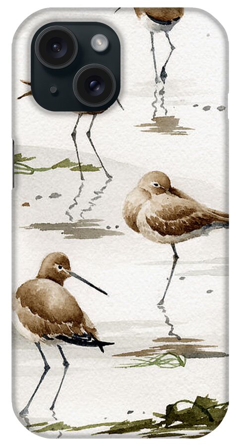 Sand iPhone Case featuring the painting Sand Pipers 2 by David Rogers