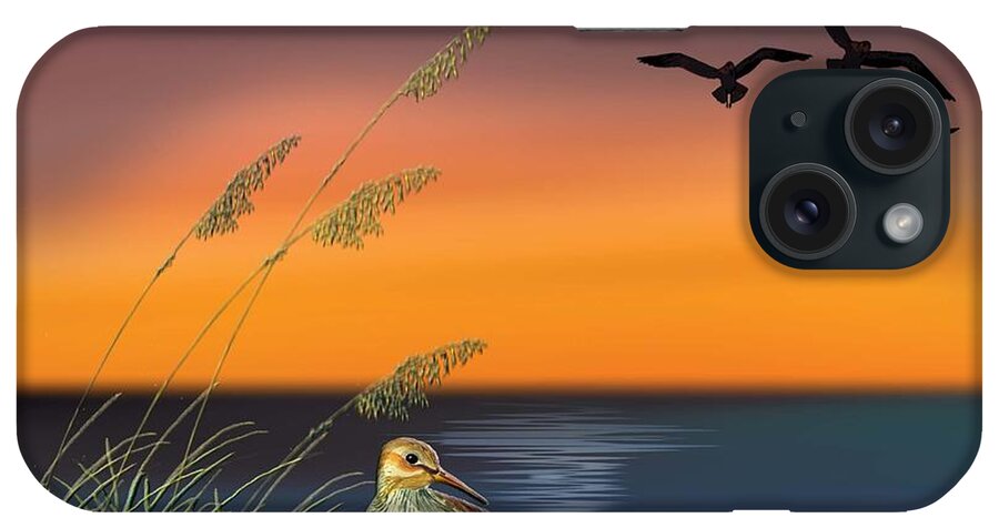 Sunset iPhone Case featuring the painting Sandpiper for Angel by Anne Beverley-Stamps