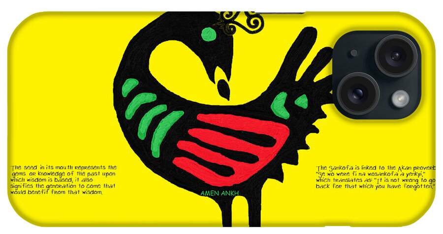 Sankofa Bird Of Knowledge iPhone Case featuring the digital art Sankofa Bird of Knowledge by Adenike AmenRa