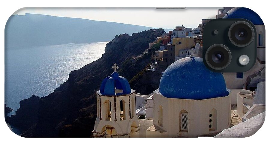 Blue Domed Roofs iPhone Case featuring the photograph Santorini Greece by Nancy Bradley