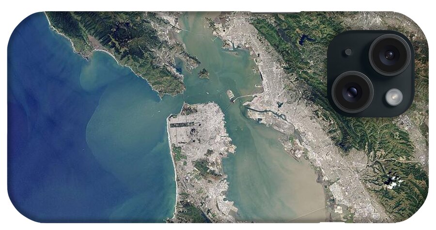 Bay iPhone Case featuring the painting Satellite image of San Francisco Bay Area by Celestial Images