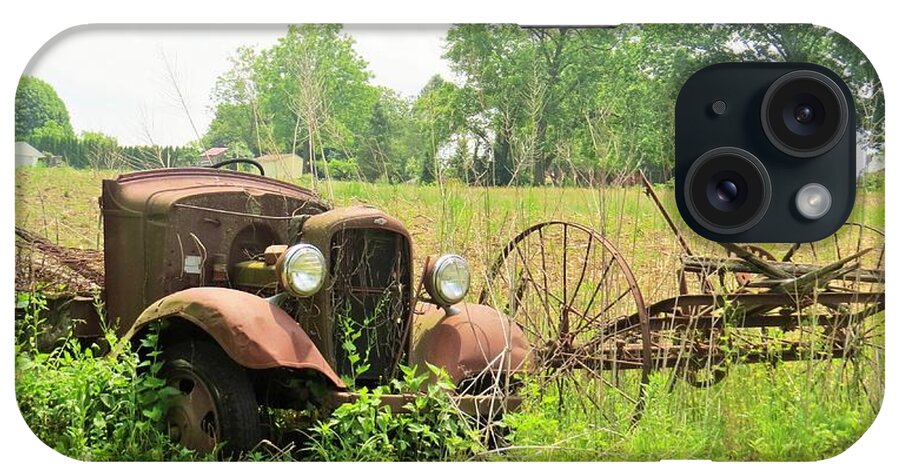 Old Car iPhone Case featuring the photograph Saw Better Days by Jeanette Oberholtzer