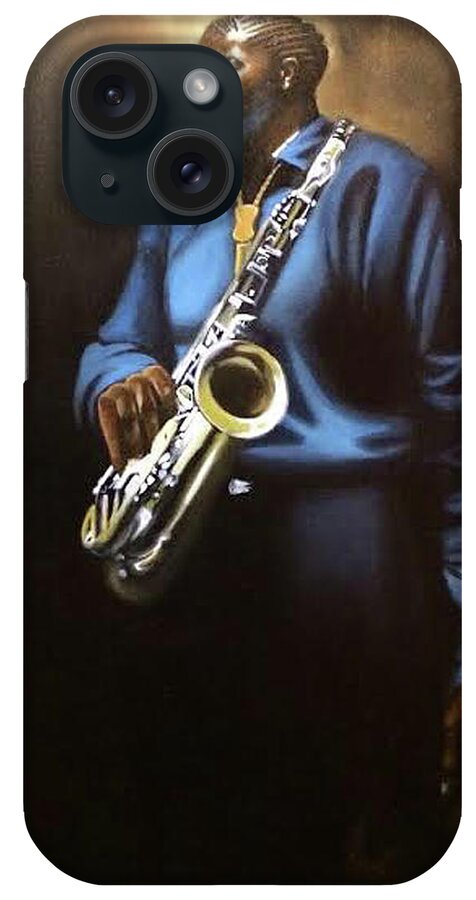 Sax iPhone Case featuring the painting Sax Man by Jerome White