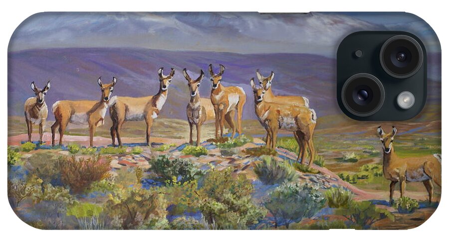 Antelope iPhone Case featuring the painting Say Cheese Antelope by Heather Coen