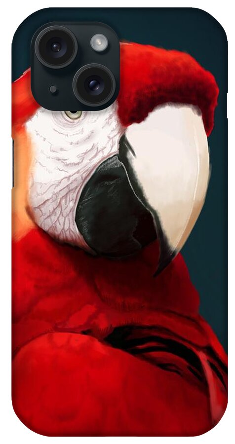 Scarlet Macaw iPhone Case featuring the digital art Scarlet Macaw by KC Gillies