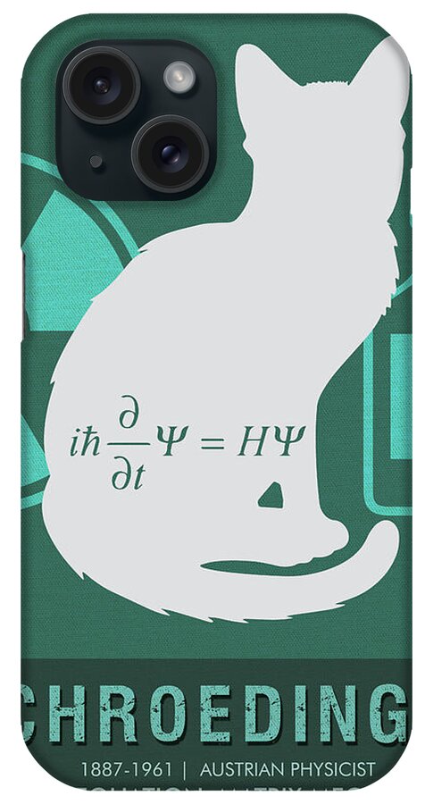 Schroedinger iPhone Case featuring the mixed media Science Posters - Erwin Schroedinger - Physicist by Studio Grafiikka