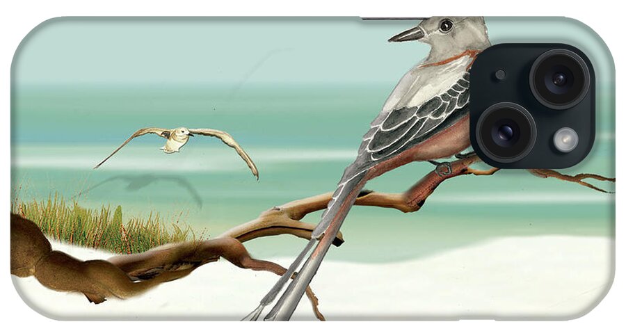 Bird iPhone Case featuring the painting Scissor Tailed Flycatcher by Anne Beverley-Stamps