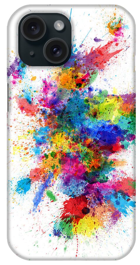 Map Art iPhone Case featuring the digital art Scotland Paint Splashes Map by Michael Tompsett
