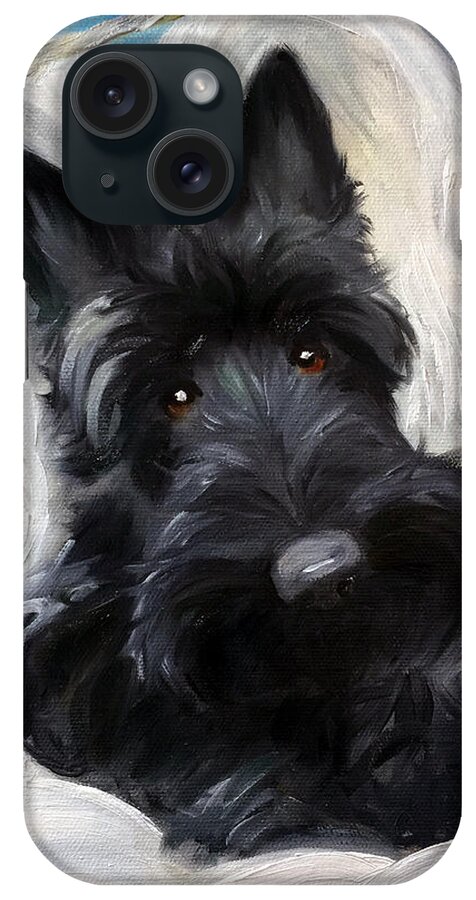 Scottie iPhone Case featuring the painting Scottish Angel by Mary Sparrow