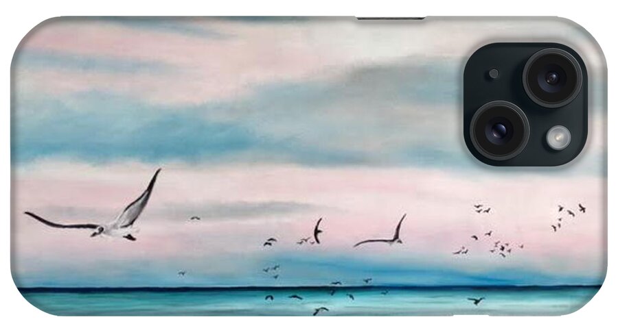Sea Gulls iPhone Case featuring the painting Sea Gulls On The Gulf by Lloyd Dobson