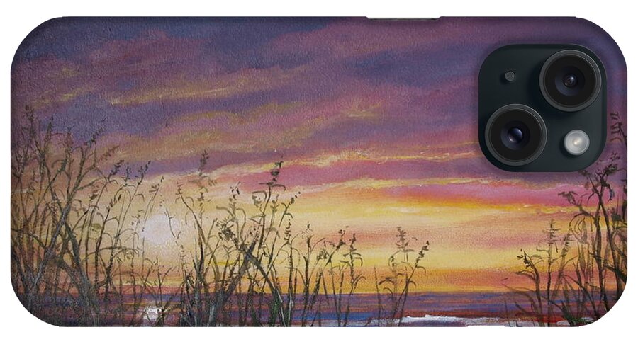 Sunrise iPhone Case featuring the painting Sea Oat Sunrise # 3 by Kathleen McDermott