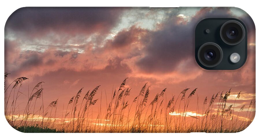 Sunset Print iPhone Case featuring the digital art Sea Oats Sunset by Phil Mancuso