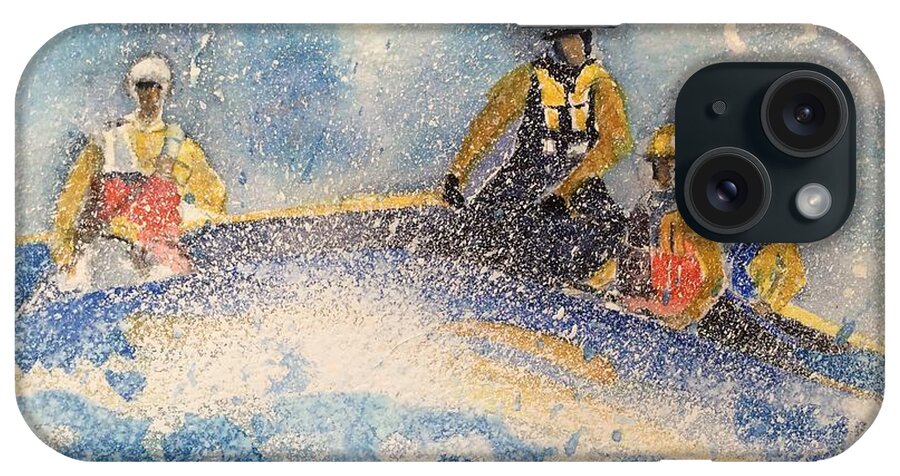 Lifeboat Crew. Rnli iPhone Case featuring the painting Sea rescue by Maxie Absell