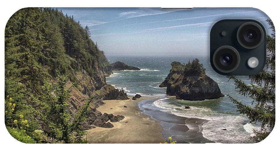 Oregon iPhone Case featuring the photograph Sea Stacks and Wildflowers by Harold Rau