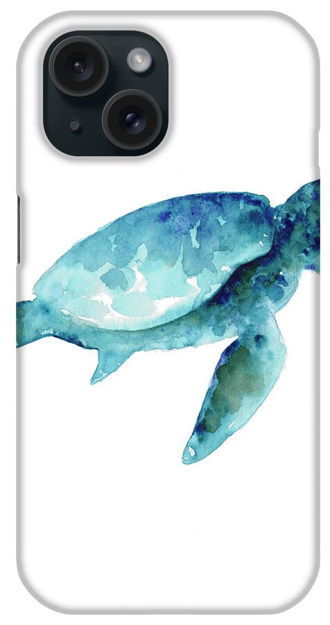 Sea Turtle iPhone Case featuring the painting Sea turtle abstract painting by Joanna Szmerdt